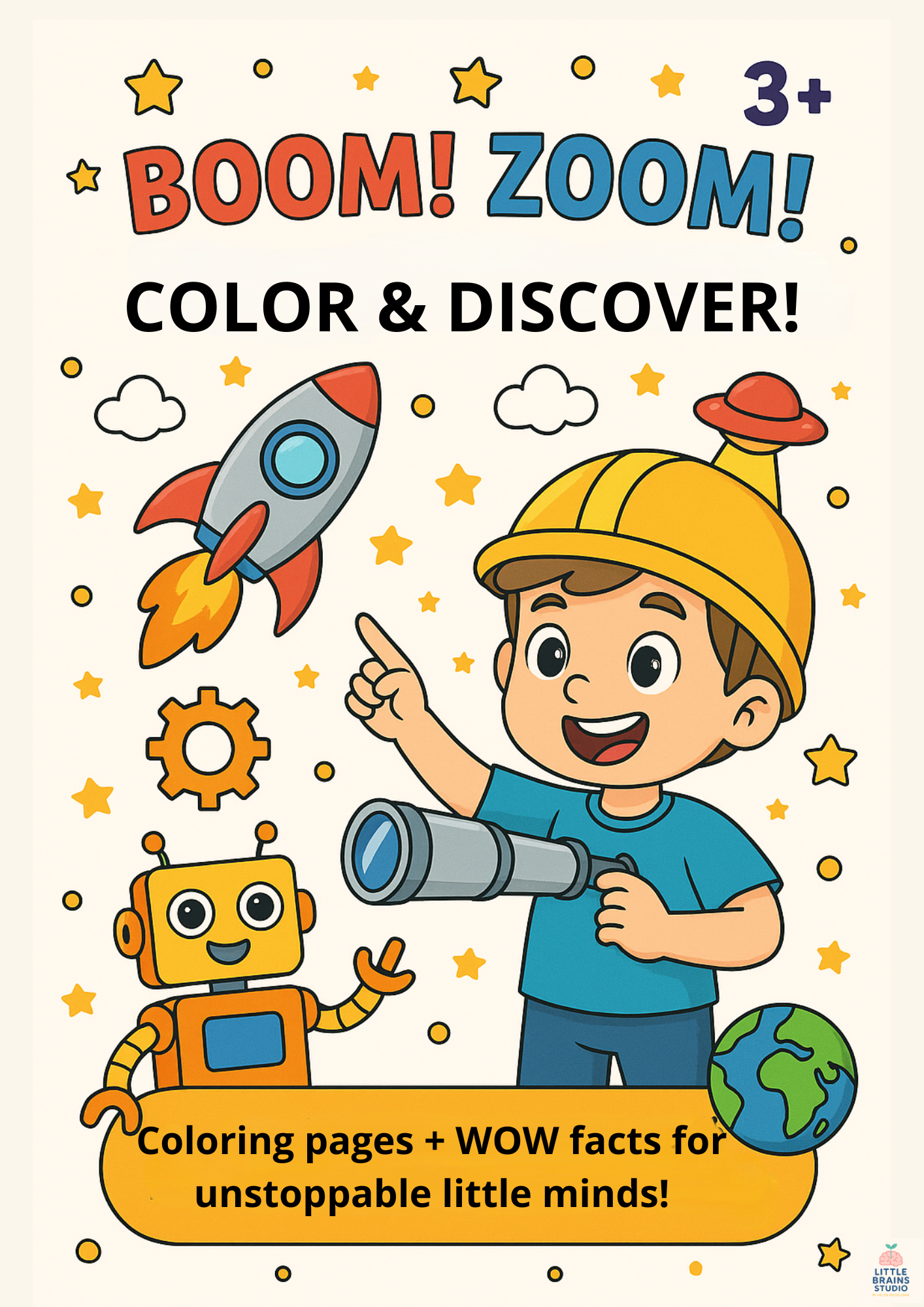Boom! Zoom! Color & Discover – STEM Coloring Book for Boys (Ages 3–6)